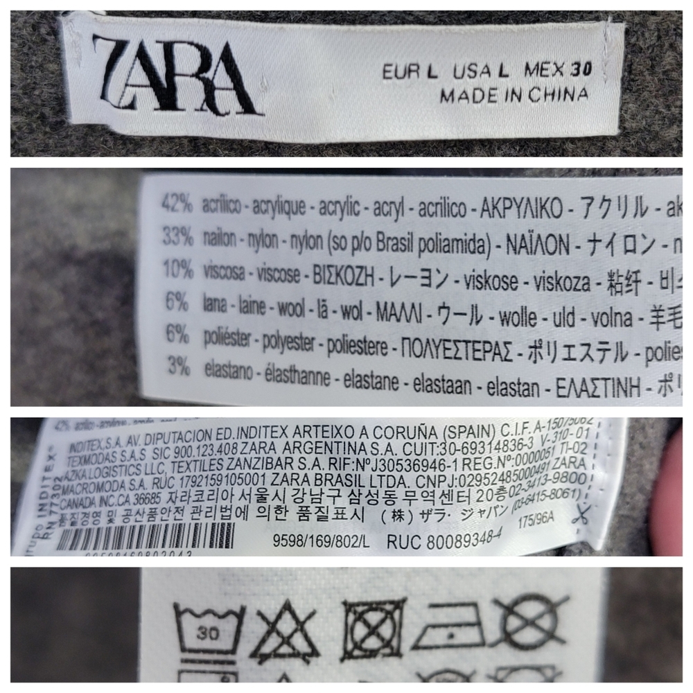 Zara Scalloped Trim Knit Cropped Cardigan Preppy Cozy Neutral Ballet-core Large - Picture 14 of 17